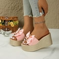 thumbnail image 5 of Bkhluea Bow Wedge Sandals for Women Platform Sandals Slides Open Toe Slip On Casual Summer Mules High Heels, 5 of 6