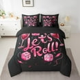 thumbnail image 2 of Manfei Wine Glass 7-Piece Bedding Comforter Set,Cocktail Dice King Bedding Sets,Black Pink Ultra Soft Bed Sheets,Ultra Soft Cartoon Room Decoration,Reversible, 2 of 7