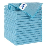 MR.SIGA Microfiber Cleaning Cloth, All-Purpose Microfiber Towels, Streak Free Cleaning Rags, Pack of 15, Sky Blue, Size 30 x 30 cm(11.8 x 11.8 inch)