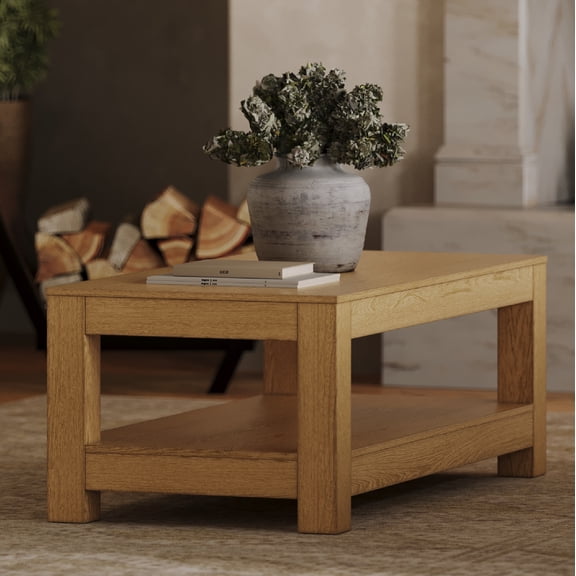 Open Box Maven Lane Paulo Wooden Coffee Table in Weathered Natural Finish