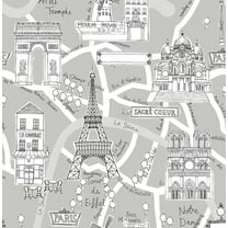 NextWall Argos Grey Paris Scene Peel and Stick Wallpaper