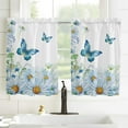 thumbnail image 3 of 54 Inch Long Tier Curtains for Kitchen, Daisy Butterfly Dragonfly Watercolor Bathroom Window Curtains Rod Pocket Short Curtains Window Treatment Tiers for Living Room Farmhouse 2 Panels, 3 of 5