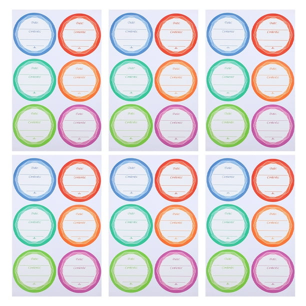 10 hojas de etiquetas adhesivas removibles para botellas de vidrio, con fecha para contenedores de cocina, despensa y frascos de conserva (6 etiquetas por hoja)