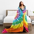 thumbnail image 2 of Colorful Tie Dye Rainbow Peace Soft Throw Blanket All Season Microplush Warm Blankets Lightweight Tufted Fuzzy Flannel Fleece Throws Blanket for Bed Sofa Couch 60"x50", 2 of 6