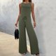 thumbnail image 3 of Gibobby Monos de Moda Mujer Soid Summer Button Lace Up Manga corta Light Rip Straight Mono Chaleco Pantalones largos(Verde， S), 3 of 5