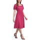 thumbnail image 4 of INSPIRE CHIC Vestidos de Ojal para Mujeres con Cuello Cuadrado, Manga Corta Abullonada, Casual, Corte A, Vestido Midi de Verano L Rosa Fucsia Oscuro, 4 of 6
