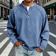 thumbnail image 2 of T-Shirts for Man, Vintage Distressed Long Sleeve Button Up Denim Pullover, Mens Vintage Henley Shirts with Button Placket for Casual, 2 of 4