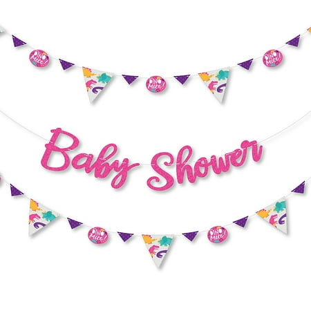 Roar Dinosaur Girl Dino Mite T Rex Baby Shower Letter Banner