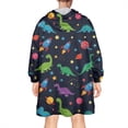 thumbnail image 2 of Wearable Oversized Blanket,Space Dinosaur Pattern Wearable Blanket Hoodie for Adults,Cozy Hooded Blankets with Super Pockets,Super Warm Fuzzy Pullover for Women & Men, 2 of 6