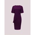thumbnail image 4 of Purple Ruffle Sleeve Peplum Waist Bodycon Midi Dress For Women, 4 of 7