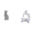 thumbnail image 1 of Estatua de gato pensador de resina, figura decorativa, escultura abstracta de animal para entrada, mesa, sala de estar, dormitorio, oficina, estanterí, 1 of 8