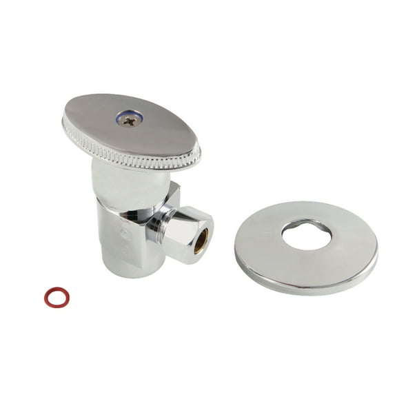 Kingston Brass CD43301VAK 1/2-Inch FIP x 3/8-Inch O.D. Anti-Seize Deluxe Quarter-Turn Ceramic Hardisc Cartridge Angle Stop with Flange in Polished Chrome