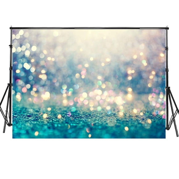 Sensfun 10x6.5ft Abstract Bling Bokeh Photo Booth Backdrop Vinyl Gold Glitter Teal Green Glow Halo Spots Photography Background for Wedding Shower Xmas Party Decoration Photoshoot Studio Props (ZLA33)