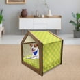 thumbnail image 3 of Lime Green Pet House, Lemon and Lime in Pop Art Inspired Pastel Toned Squares Graphic, Outdoor & Indoor Portable Dog Kennel with Pillow and Cover, 5 Sizes, Yellow Lime Green, by Ambesonne, 3 of 5