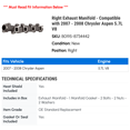 thumbnail image 2 of Right Exhaust Manifold - Compatible with 2007 - 2008 Chrysler Aspen 5.7L V8, 2 of 2