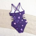 thumbnail image 4 of CAICJ98 Girls One Piece Swimsuits Cut Out Spaghetti Straps Bathing Suit for Girls Floral Beach Swimwear (Dark Purple,10-11 Years), 4 of 7