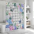 thumbnail image 4 of Watercolor Flowers Shower Curtain, Spring Butterflies Floral Gray Plaid Washable Shower Curtains for Bathroom Bathtubs, Waterproof Quick-Dry Bath Curtain with Hooks & Grommets, Stall 36"x78", 4 of 9