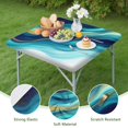 thumbnail image 4 of Blue and Gold Marble Shimmer Streaks Pattern Square Fitted Tablecloth with Elastic Edge,Square Table Cover,Washable Elastic Table Cover for Home Kitchen Party Decor 34"x34", 4 of 6