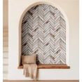 thumbnail image 5 of S4Sassy Self Adhesive Wallpaper, Vintage Wood Zig Zag Tile Print Wallpaper, Beige Diy Vinyl Tile Pattern Wall Covering, Textured Peel And Stick Contact Paper For Entryway, Kitchen Backsplash(25"X60"), 5 of 8