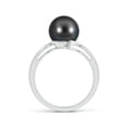 thumbnail image 2 of ANGARA Solitaire Tahitian Cultured Pearl Bypass Ring in 14K White Gold for Women | June Birthstone, Birthday, Anniversary, Jewelry Gift for Women | Pearl Ring, 2 of 8