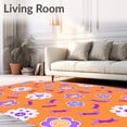 thumbnail image 2 of ODIKA 2'x3' Machine Washable Non-Slip Area Rug, Charming Aesthetic Cloudscape Adorned with Floating Ribbons and Sparkly Orbs High Traffic Rug, Orange, 700270, 2 of 7