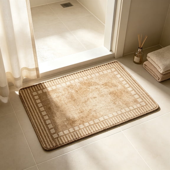 Zynviq Area Rugs 23.6" X 15.7" Solid Color Throw Rug Linen Washable Khaki Rectangular Small Rug for Living Room