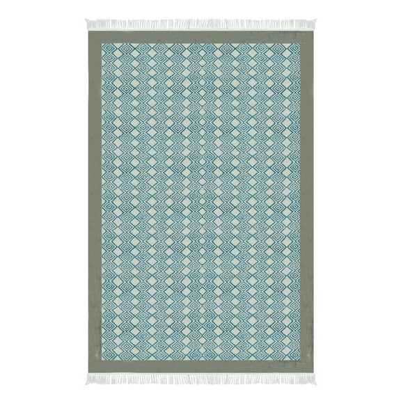 Casavani Handmade Blue Cotton Dhurrie Custom Kitchen Carpets Home Decor Kilim 2x3 feet