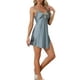 thumbnail image 4 of INSPIRE CHIC Vestidos de salón para mujeres, camisones de satén, vestido de noche con cuello en V, tirantes de espagueti, pijamas, vestido de noche L Gris Claro, 4 of 6