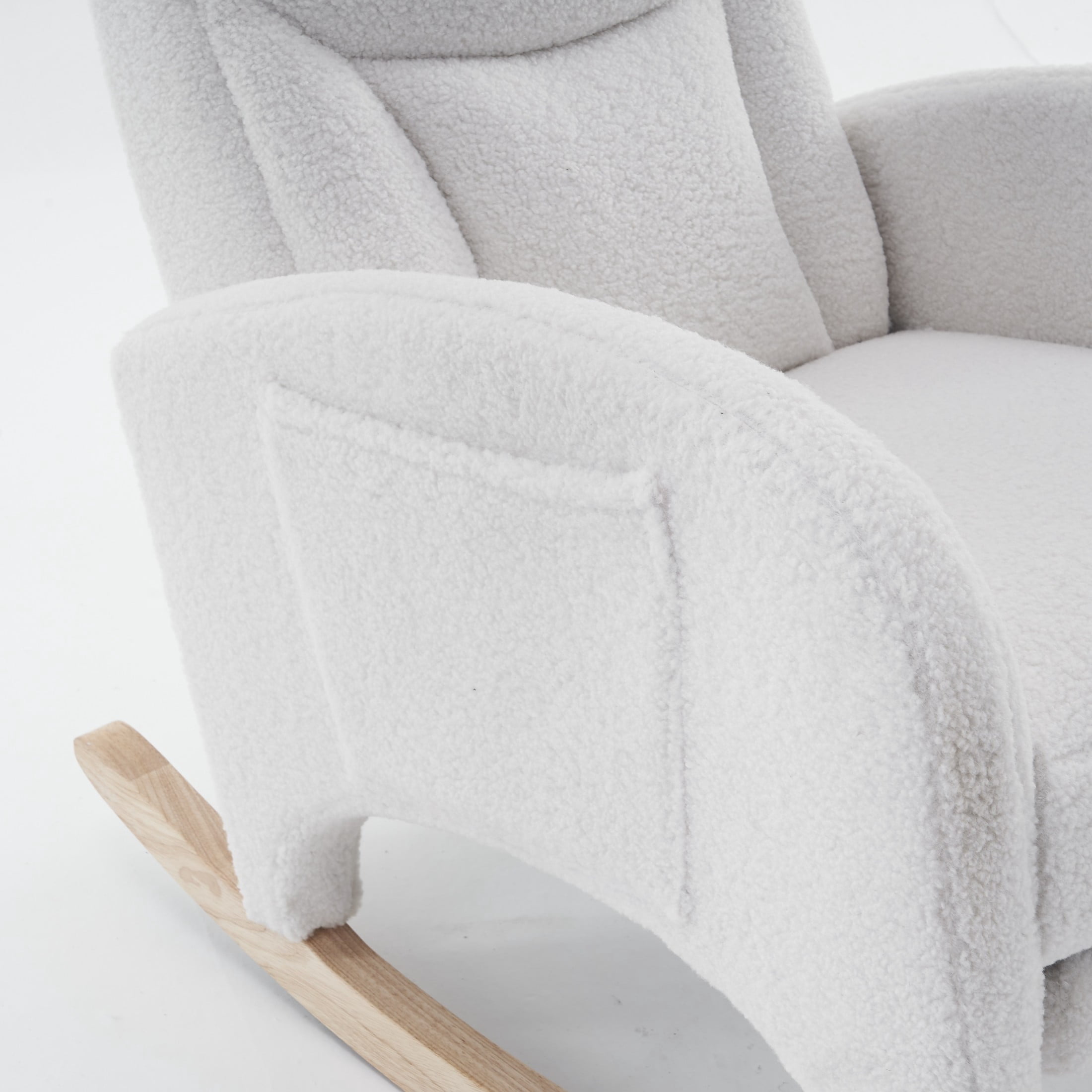 Noble House Caldren Upholstered Glider Rocking Chair, Reclining Nursery Armchair with Adjustable Footrest, Ivory