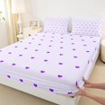 thumbnail image 3 of Manfei 3D Heart Loves Queen Sheet Sets,Romantic Valentines Gifts Flat Sheet,Purple Lines Queen Fitted Sheet For Girls Teens,Super Cozy Room Decor,4 Pieces, 3 of 7