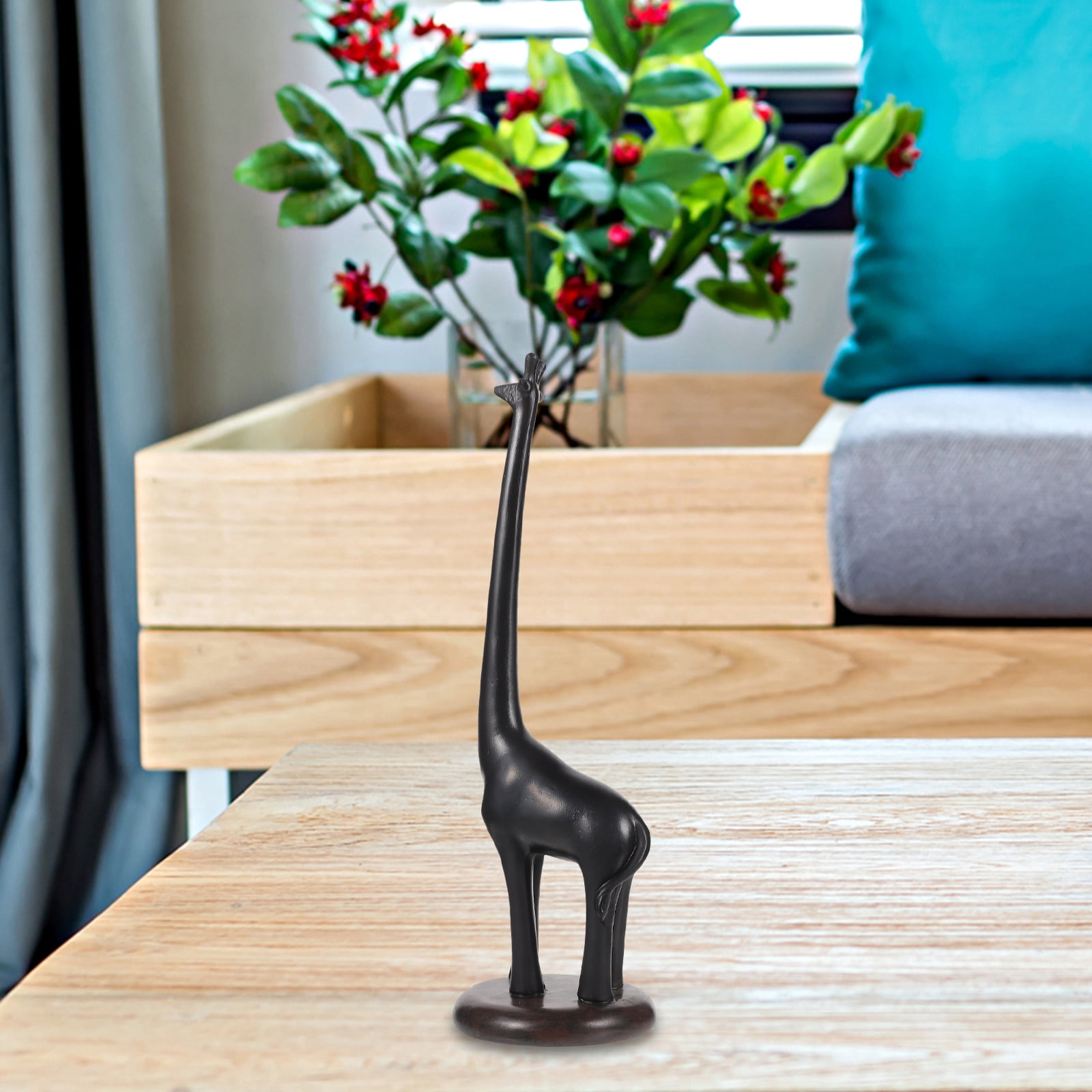 Vintage Style Giraffe Toilet Paper Holder and Towel Rack, Standing Bathroom Organizer Made from Synthetic Resin