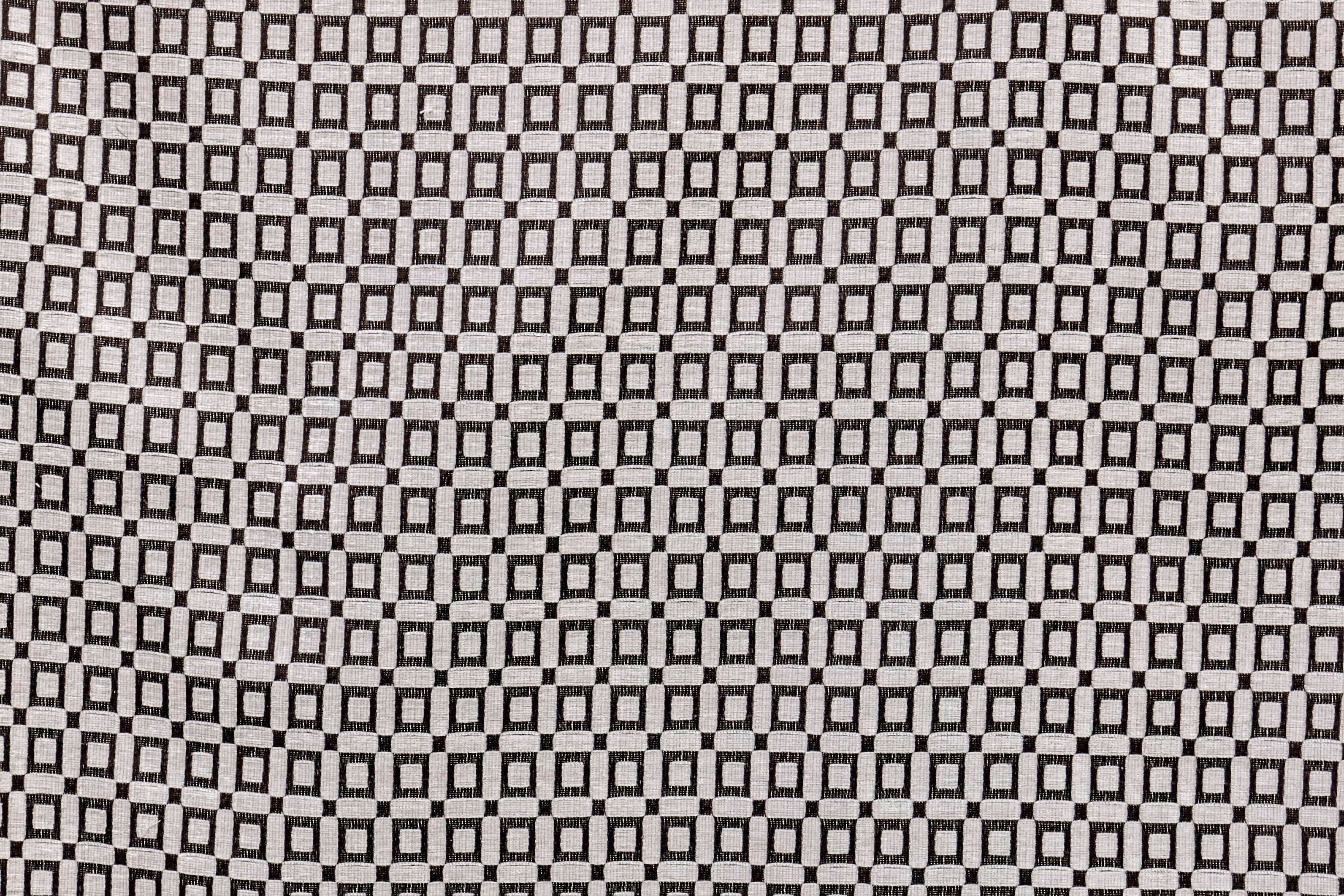 Fabric Mart Direct Cream Jacquard Velvet Fabric By The Yard, 54 inches or 137 cm width, 11 Continuous Yards Cream Jacquard Fabric, Brown Blocks Geometric, Upholstery Drapery Curtain Wholesale Fabric