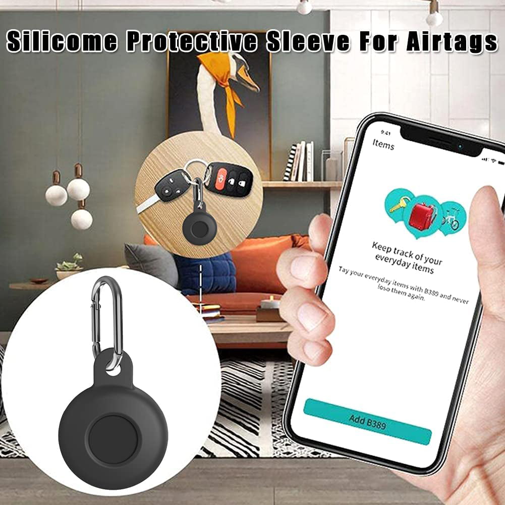 CTY Silicone AirTag Case Full Body Cover Transparent Coverall Design Zero Scratch Guaranteed 100% Protection Coverage Skin Keychain Protector Key Ring Holder Accessories Dog Collar Tag Mint 