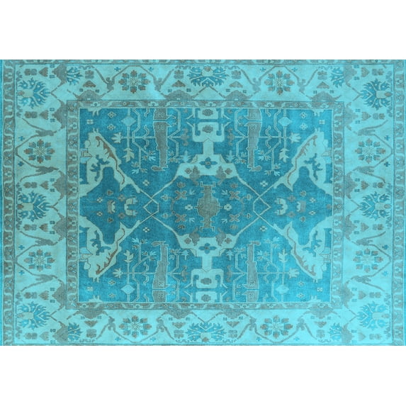 Ahgly Company Indoor Rectangle Oriental Light Blue Industrial Area Rugs, 8' x 12'