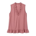 thumbnail image 5 of TGSLY Sleeveless Halter Tank Tops for Women Scalloped Deep V Neck Solid Color Blouses Loose Flowy Fit Ruffle Hem Boho Casual Style Shirts S, 5 of 7