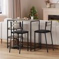 thumbnail image 3 of Juego de Mesa y 2 Sillas para Comedor - Estilo Industrial con Estantes de Almacenamiento, Asientos Tapizados en PU y Estructura de Acero Negro - Color Gris Madera, 3 of 8