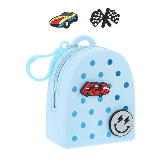 Wonder Nation Silicone Mini Backpack Bag Clip/Pouch for Kids with Interchangeable Charms, Blue, 5 Pieces