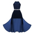 thumbnail image 4 of Bobifish Toddler Girls Formal Dress Sparkle Sequin Tulle Halter Sleeveless Sheath Long Dress Evening Party Kids Girls Dresss, 4 of 9