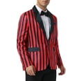 thumbnail image 4 of INSPIRE CHIC Striped Blazer for Men's Single Breasted Contrast Color Business Suit Jacket L Red Black, 4 of 5