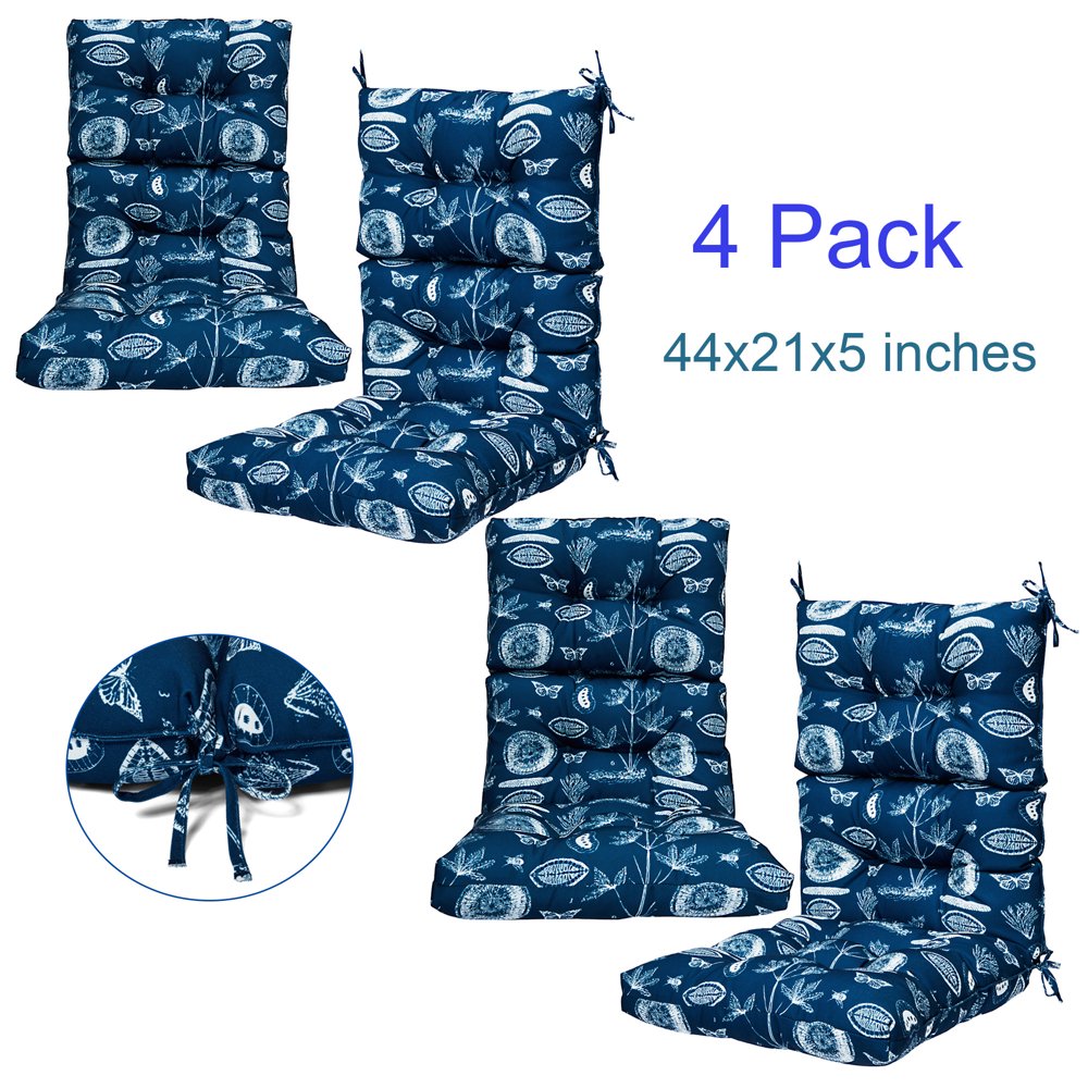 4 pack High Back Chair Cushion Thick Seat Cushion Garden Home Office Chair Padded Outdoor Patio
