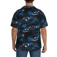 thumbnail image 3 of Rateoe Blue Sports Car Print Mens Front Pocket Hawaiian Shirts Casual Shirts Short Sleeve Button Down Beach Tropical Shirts-3X-Large, 3 of 5