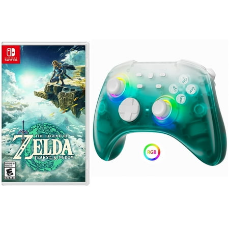 The Legend of Zelda: Breath of the Wild Game Disc and Upgraded Switch Pro Controller for Nintendo Switch/PC/IOS/Android/Steam with Hall Effect Joysticks & Triggers Green