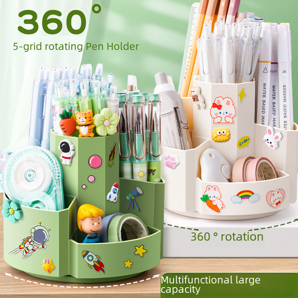 Portalápices creativo de separación alta y baja, giratorio, multifuncional, simple, moderno, contenedor de almacenamiento, papelería para niños, caja de almacenamiento ligera de lujo