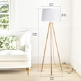 thumbnail image 5 of Large Mid Century Modern Floor Lamp, 58'' Tripod Floor Lamp For Living Room, Wood Base And White Linen Shade, Foot Switch, E26 Socket, Cozy Ambient Glow, Stand Up Reading Light, 5 of 10