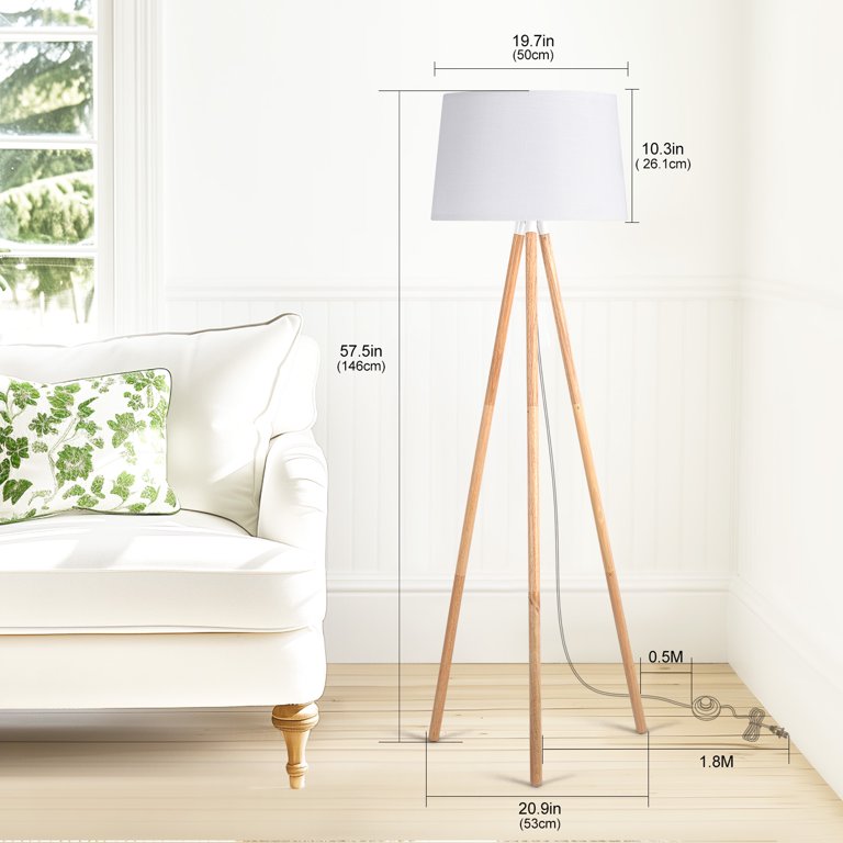 Large Mid Century Modern Floor Lamp, 58'' Tripod Floor Lamp For