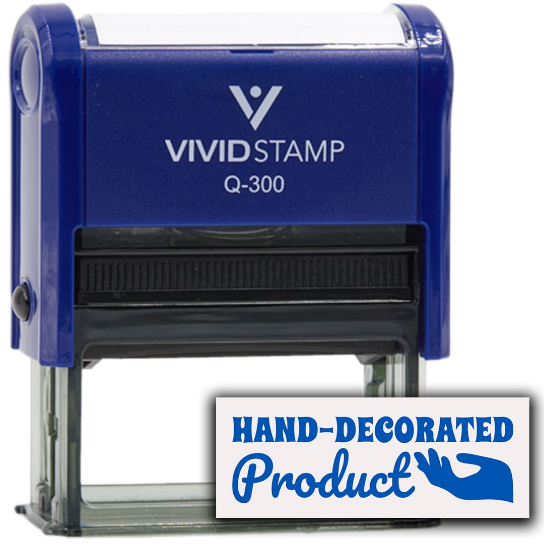 (3 pack) All Quality Hand-Decorated Product Self-Inking Rubber Stamp | Handcrafted Products (Blue Ink) - Q-300