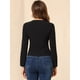 thumbnail image 5 of Chaqueta De Mujer Con Botones Cortos Y Ligeros Vintage De Otoño Con Bolsillos Negro M, 5 of 6
