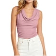 thumbnail image 2 of VBVC Women's Cowl Neck Ruched Tank Top , Ladies' Stretch Fitted Going Out Cami , Summer Sleeveless Business Work Blouse For Women,Pink,S-2XL, 2 of 4