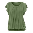 thumbnail image 7 of hotojiny Summer Top for Women Loose Fit Crew Neck Front Pleated Shirts Fashion Ruffle Short Sleeve Women's Blouse, 7 of 7