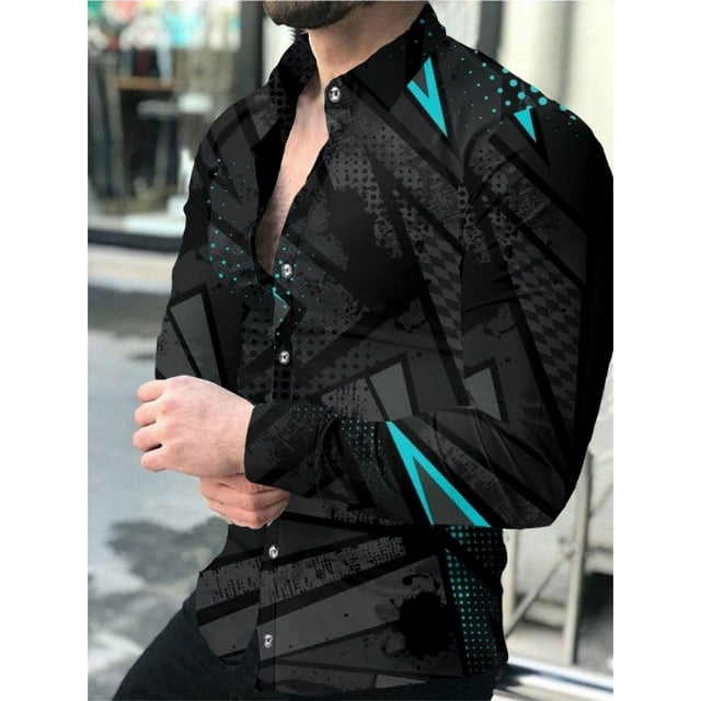 Camisas con gráficos tridimensionales, camisas de moda para hombre, camisas hawaianas de manga larga, blusas de playa cubanas, ropa para hombre, camisas masculinas